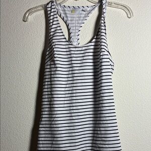Zella Black and White Striped Tank Top